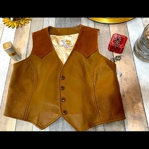 VINTAGE BOHEMIAN tan leather and Suade vest